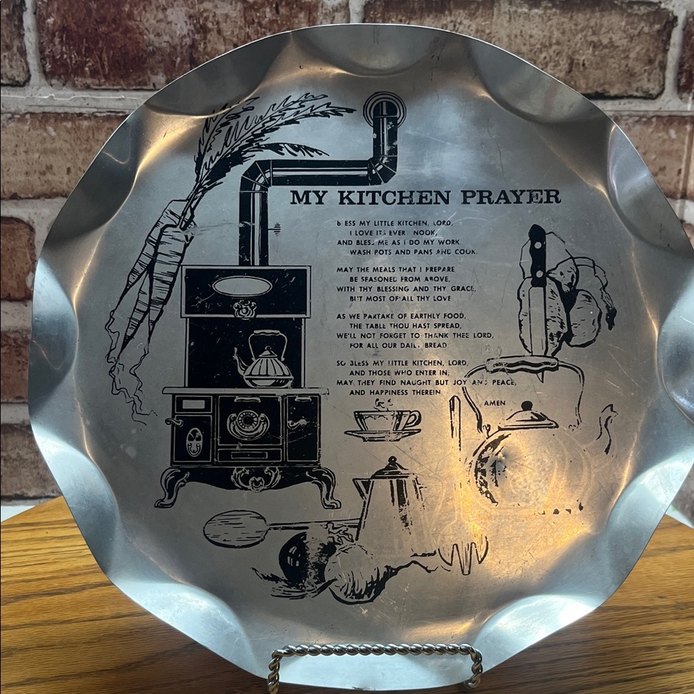 Vintage aluminum kitchen prayer tray